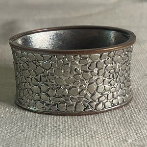 Wide Rustic Silver Tone Textured Cuff Bracelet – Statement Jewelry ✨